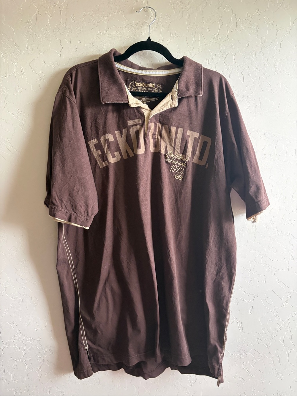 Ecko Unlimited Brown Polo with Cream Accents